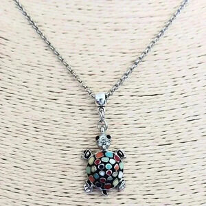 Crystal Stone Turtle handmade Necklace